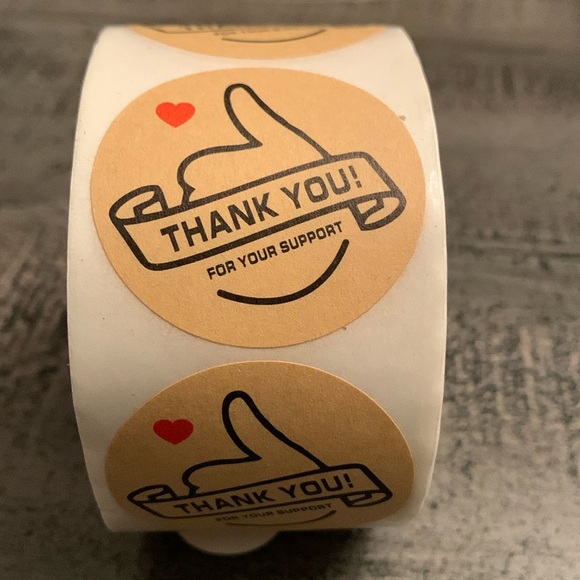 Thank You For Your Support Stickers Label, 500 Round 1.5”x1.5” Kraft color NWT - Picture 1 of 4